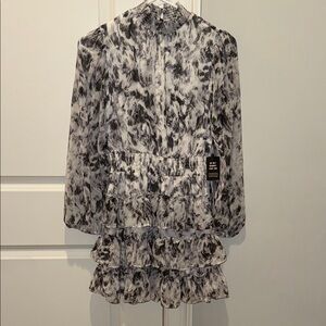 NWT Long Sleeve Black and White Ruffled Dress